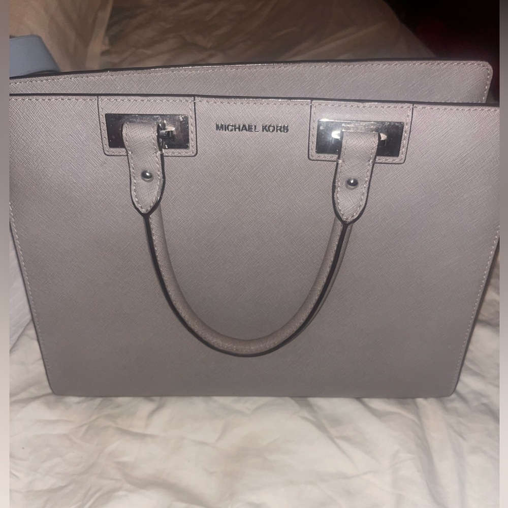 Michael Kors Gray Satchel with Metallic Hardware
